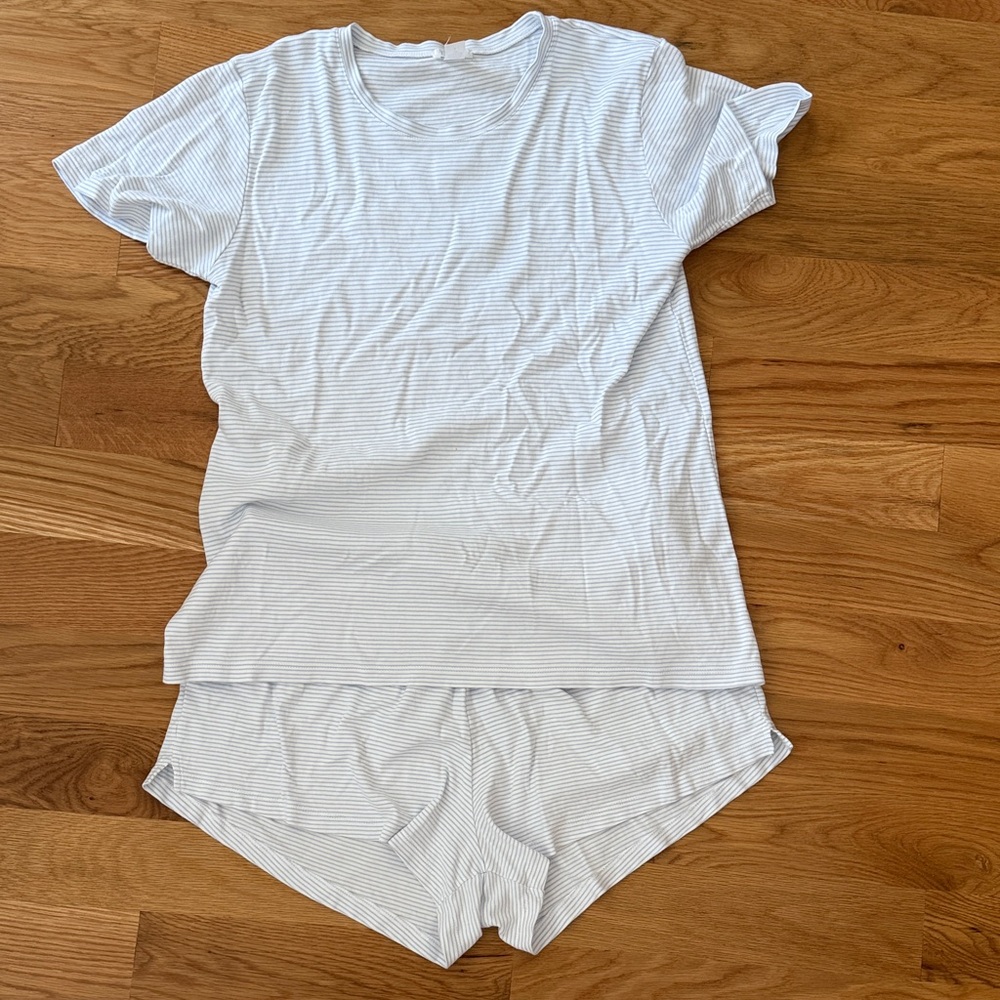 Women's French Blue Striped Short Pajama Set